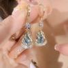 Women Jewelry Rhinestone Dangle Earrings Luxury Cat Eye Stone Earrings Water Drop Earrings  Party