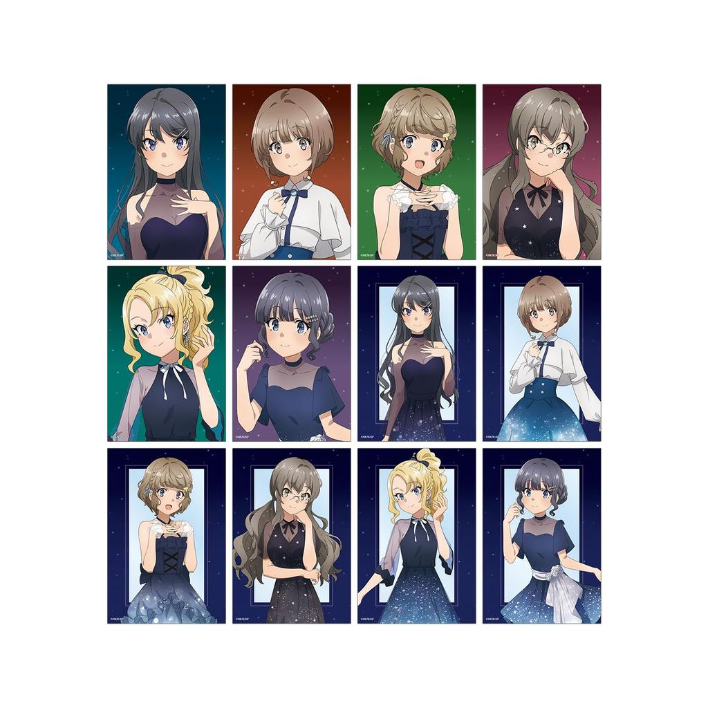 Rascal Does Not Dream of a Dreaming Original Starry Sky Dress Trading Clear Box of 12 Girl Ver. Cards,