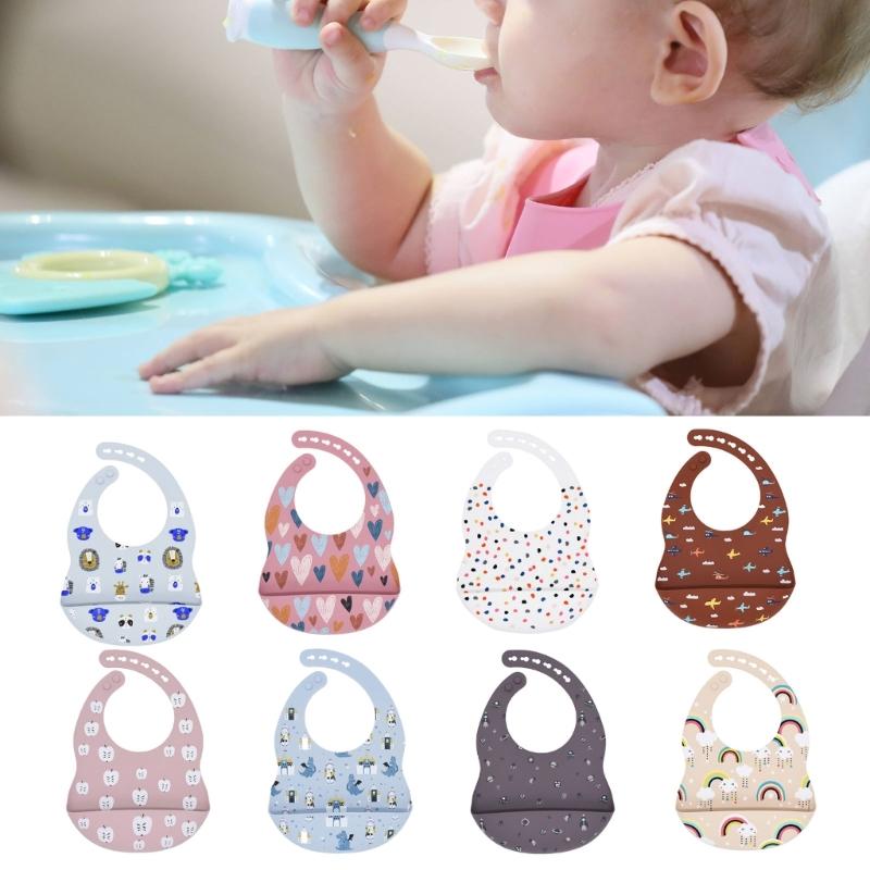 Toddler Silicone Bibs Baby Kids Girl Boys Waterproof Feeding Bib for Toddler Keeps Stains Off Easily Wipe Clean