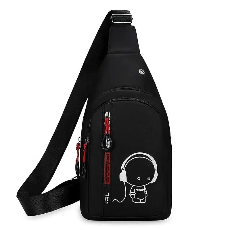 Men's Chest Bag Waterproof Crossbody Shoulder Bag Multi-Pocket Cycling Backpack Korean Fashion Casual Travel Sports Bag for Men