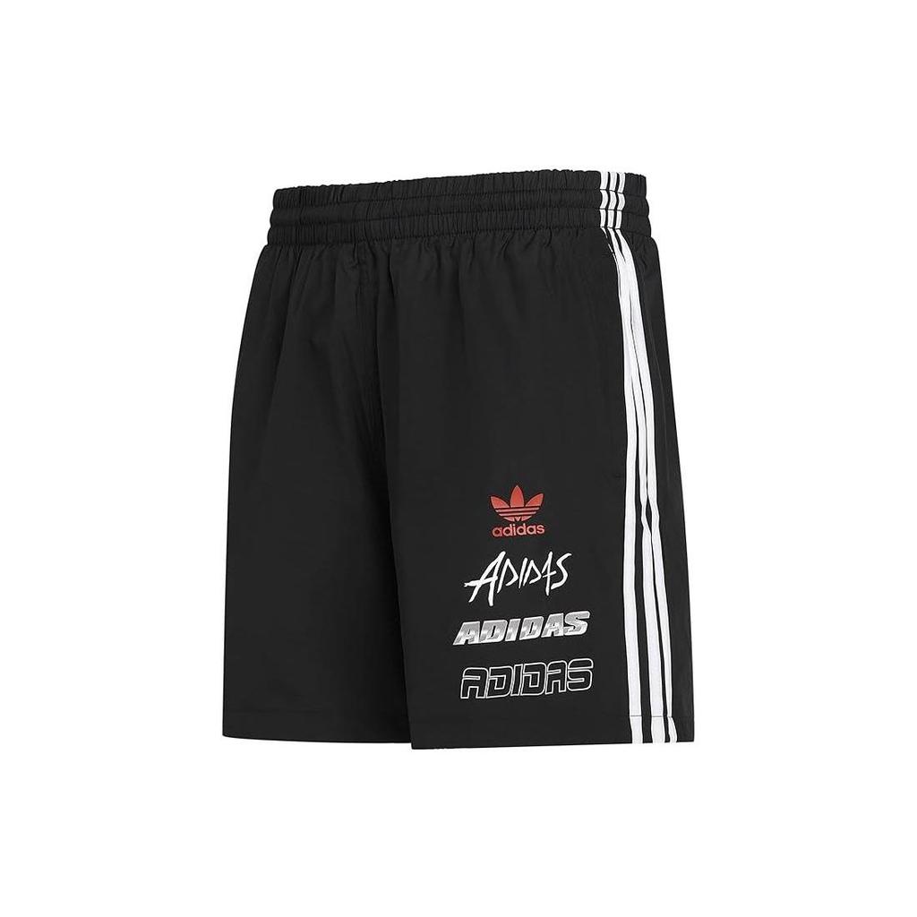 Adidas Originals Letter Mid-Rise Fitted Casual Shorts Men Shorts Black GK9706