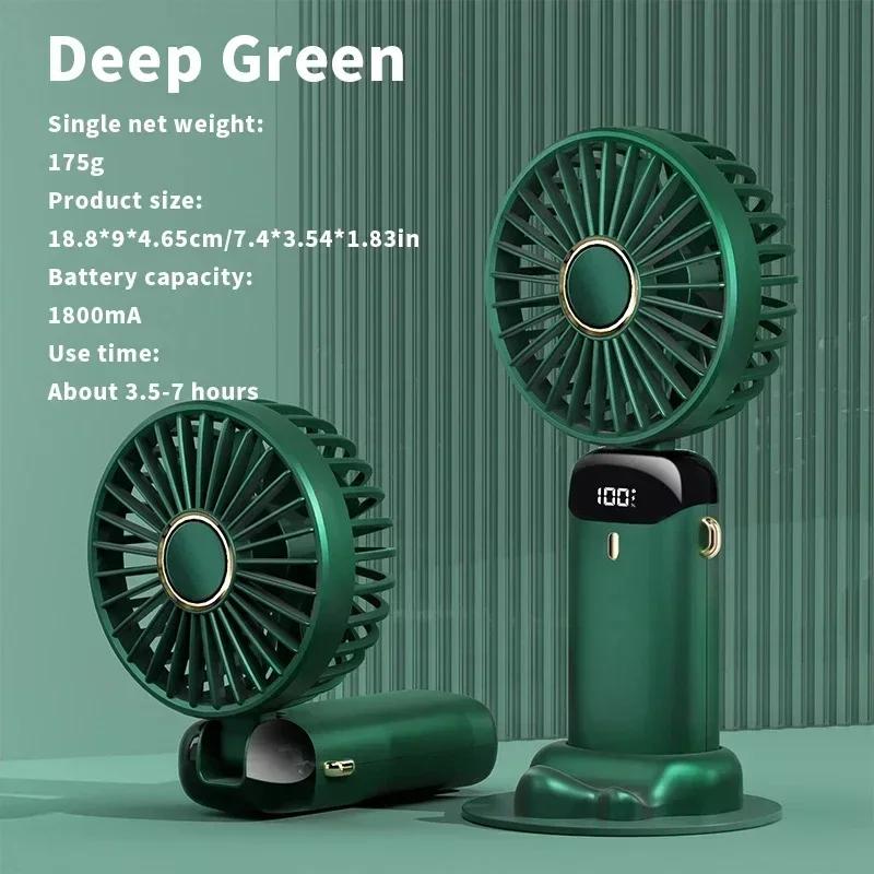 Handheld Mini Fan Wireless USB Rechargeable Portable Digital Display Phone Holder Fan 5 Speed Foldable Neck Hanging Fans