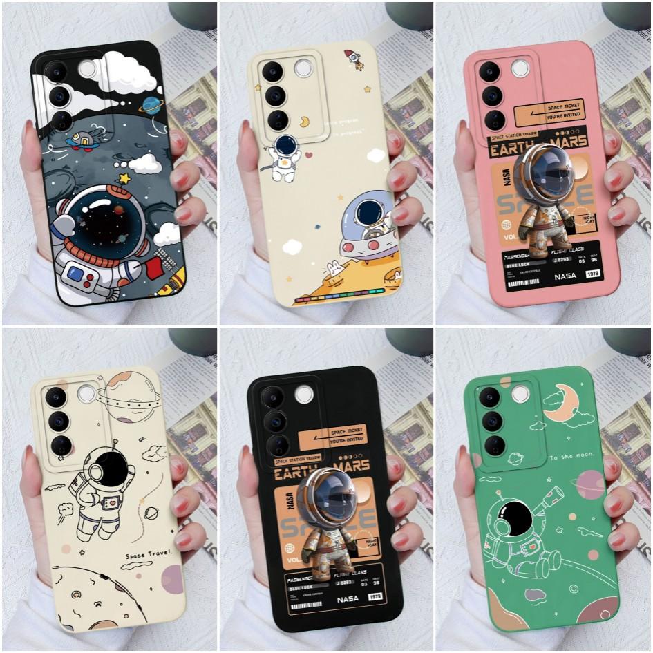 

Чехол для Vivo S16 Pro S16E S7E V17 Neo (Россия) S9 V15 S1 S10 S12 милый модный защитный мягкий жидкий силиконовый чехол для астронавта для бампера Vivo