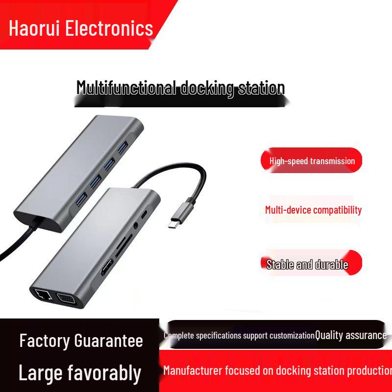 

11-in-1 USB-C Docking Station: HDMI, Card Reader, VGA, Ethernet, Screen Mirroring for Laptops and Phones