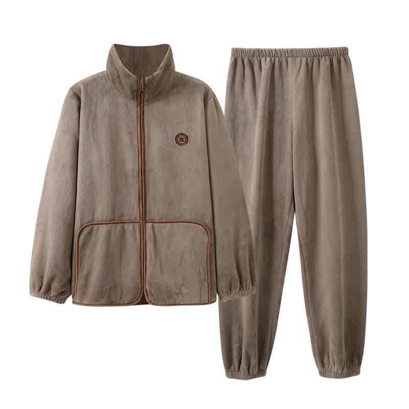 Pajamas Men's Winter Coral Fleece Thickened Fleece Men's Autumn and Winter Flannel Men's Large Size Casual Winter Loungewear
