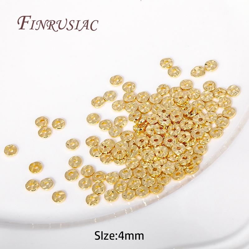4/5/8MM 18K Gold Plated Wave Flat Spacer Beads,Wave Curling Round Bead Separators DIY Beading Jewelry Making