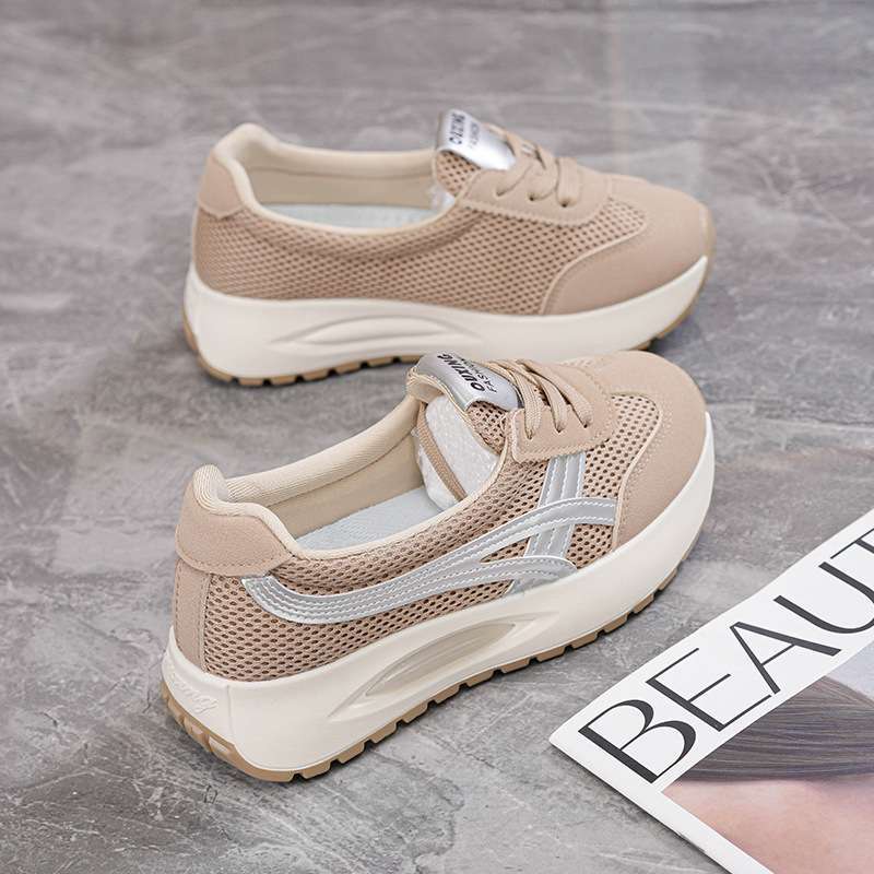 Ins Korean Version of Forrest Gump Shoes Women's Tide 2025 Spring New Thick-soled Heightening Student Mesh Sports Running Casual Shoes