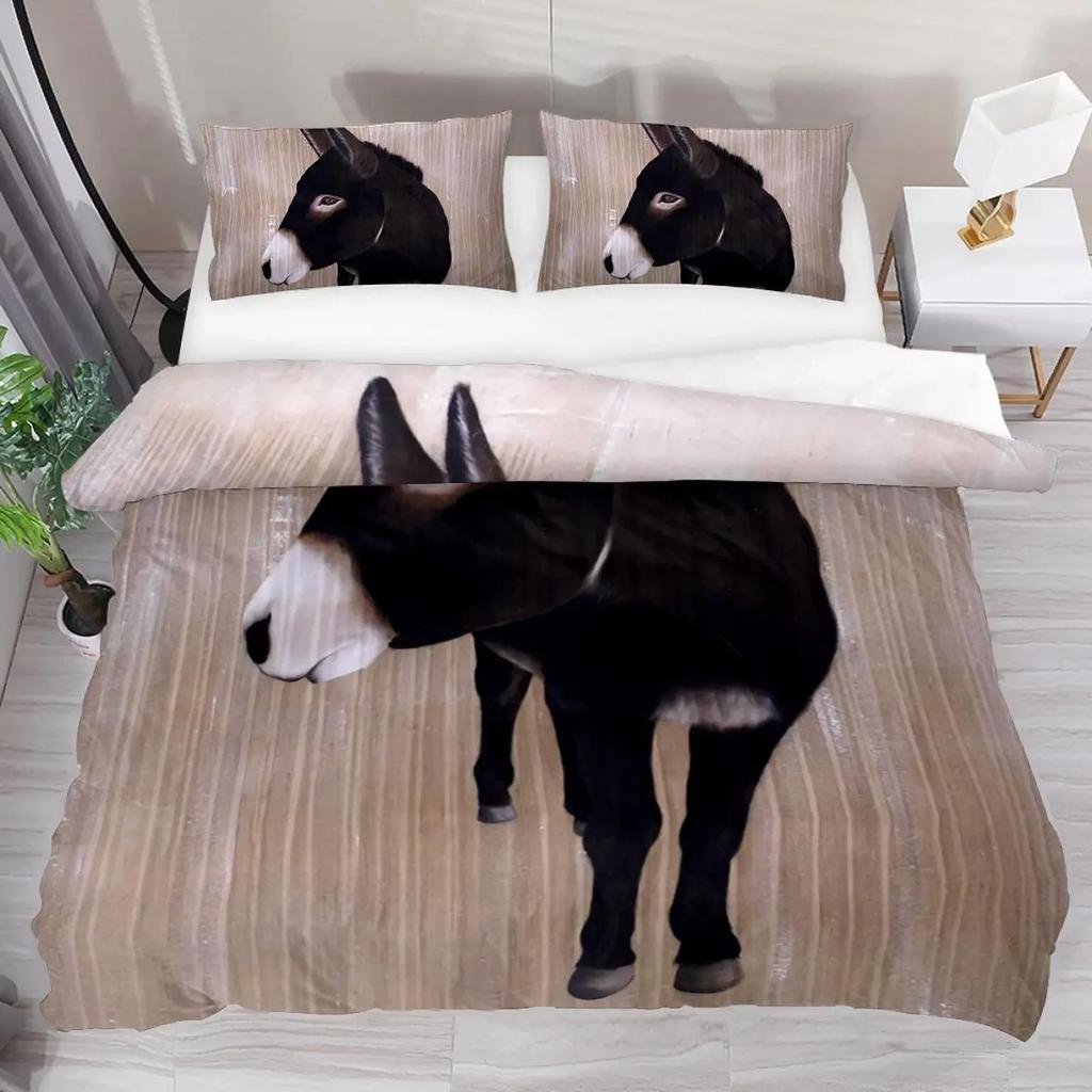Donkey Duvet Cover King Queen Funny Cartoon Animal Printed Bedding Set For Kids Teens Adults Cute Farm Animals Soft Quilt Cover