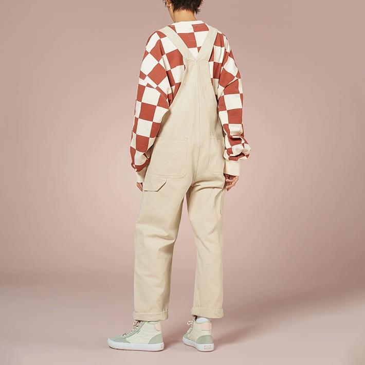 Vans Solid Color Adjustable Strap Overalls With Pockets Women Bottoms Oatmeal VN0A5JHI2N1