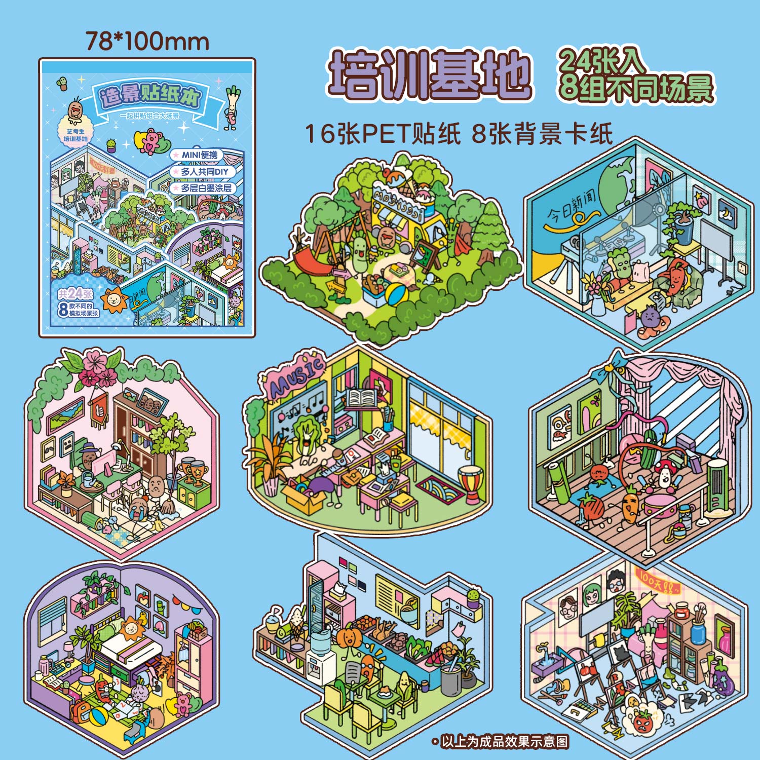 

8in1 Kawaii 3D Life Microcosm Cartoon Scene Mini Sticker Book DIY Handmade Scrapbooking Toy Game Sticker Children Festival Gift