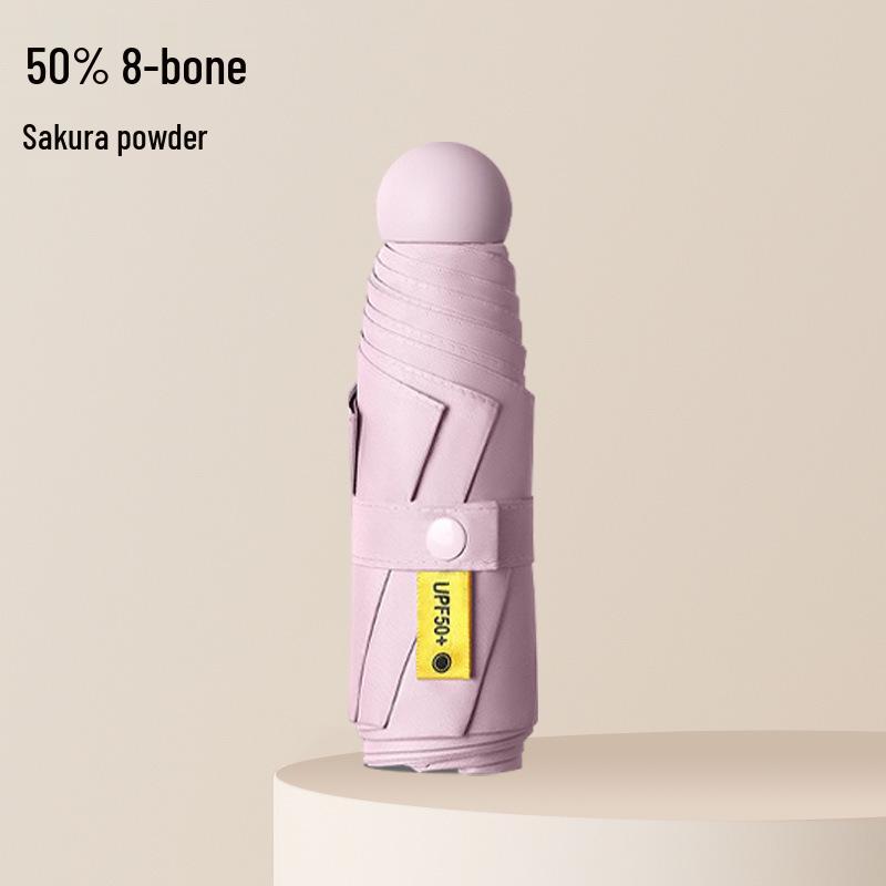 Compact Folding Umbrella - Sun & Rain Protection, Capsule Design, High-End Women’s Pocket Accessory.