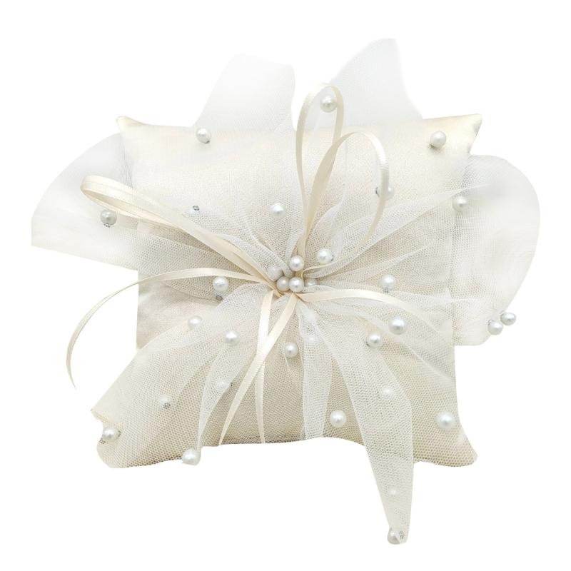 

Pearls Bows Rings Bearer Pillow for Wedding, Proms, Anniversaries, Ceremonies and Beach Parties Soft Cushion Bows 1