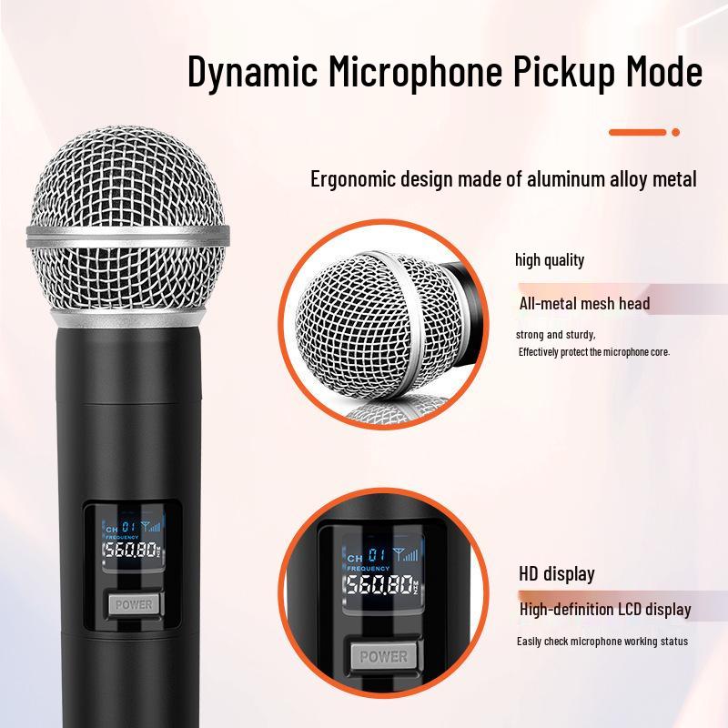 Professional Wireless Handheld Microphone for Stage, Speech, Outdoor, KTV, and Home Use – One-Drag-Four Compatibility