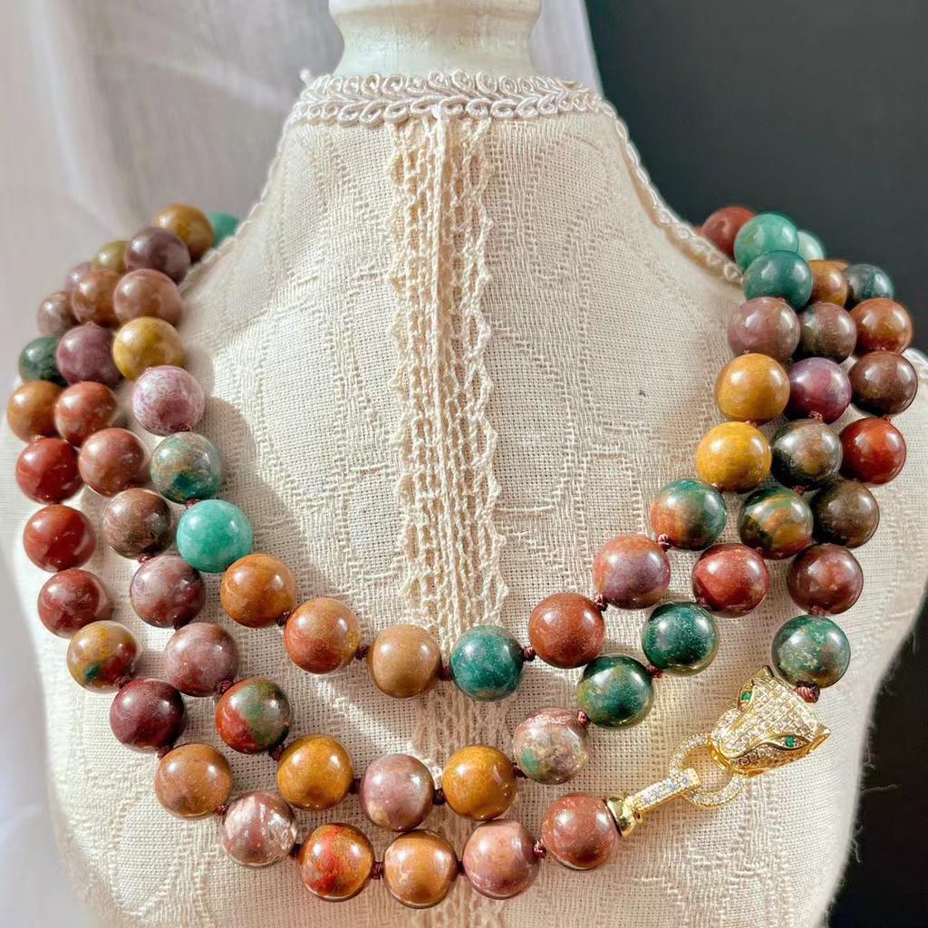 Vintage High Quality Natural Alxa Stone Clavicle Chain Necklace Sweater Chain