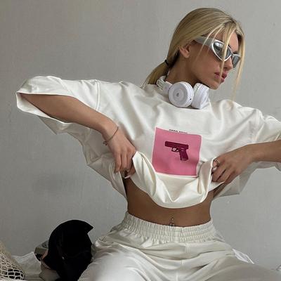 Hirsionsan Oversized Graphic T Shirt Women 2025 Summer Cotton Crewneck Short Sleeve Tees Female Casual Loose Higt Street Top