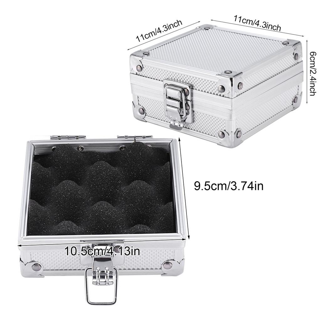 Aluminum Alloy Machine Case   Storage Box with Lock for Moving Coil Machines Electronics Silver 11X11X6Cm