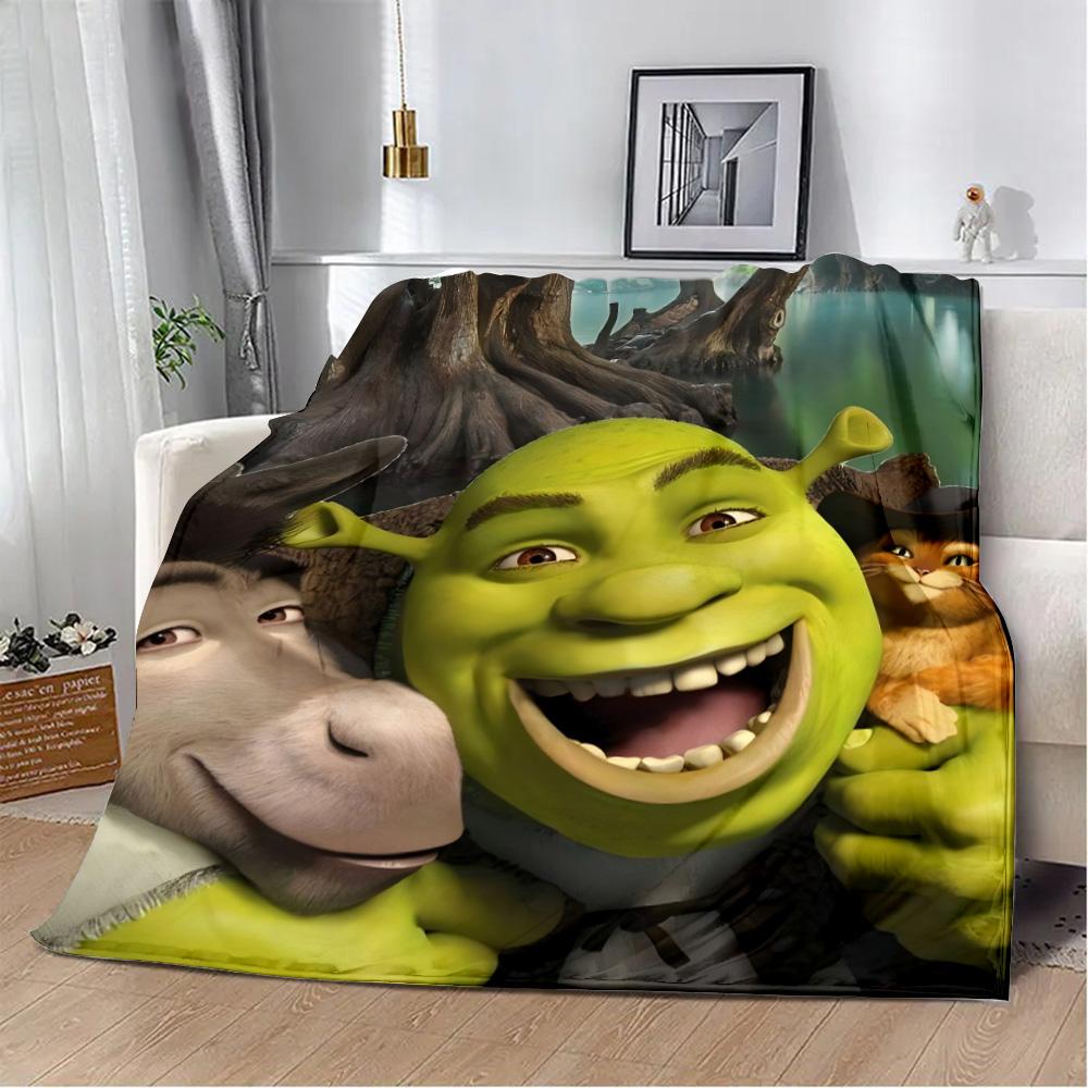 Funny Cartoon Shrek Printed Blanket Picnic Blankets Warm Blanket Soft and Comfortable Blanket Home Travel Birthday Gift