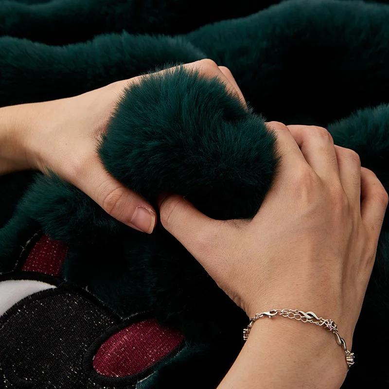 Kaninchen Plüsch Sofabezug Tuch Handtuch Winter Verdicktes Sofakissen Herbst und Winter Rutschfester Sofabezug Vollständige Abdeckung Decke