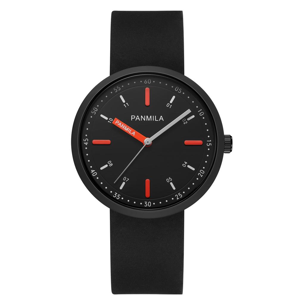 Analog wristwatch with silicone strap for men and women (black)