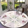 Deep Green Butterflies Carpet, Non-slip Office Chair Rug, Digital Print Home Round Rug, Unique Festival Decorations