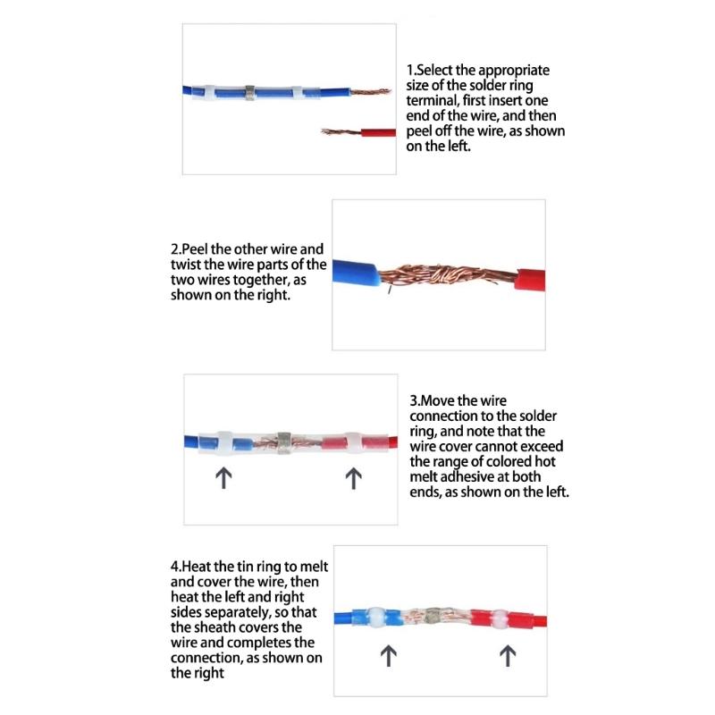 Set of 50pcs/100pcs Heat Shrink Butt Connectors Assortment Color Box Packed Low Temperature Soldering Wire Terminals