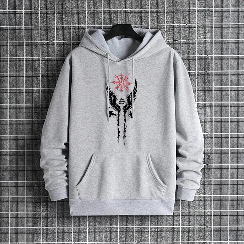 Ancient Raven Men Hoodie Urban Streetwear Fashion Hooded Sweatshirt Male Hip Hop Trendy Casual Hoody Autumn Winter Warm Pullover