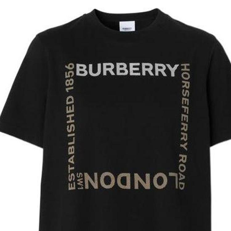 Burberry FW22 Letter Print Crew Neck Straight Fit Short Sleeved T Shirt Women's Black 80560481