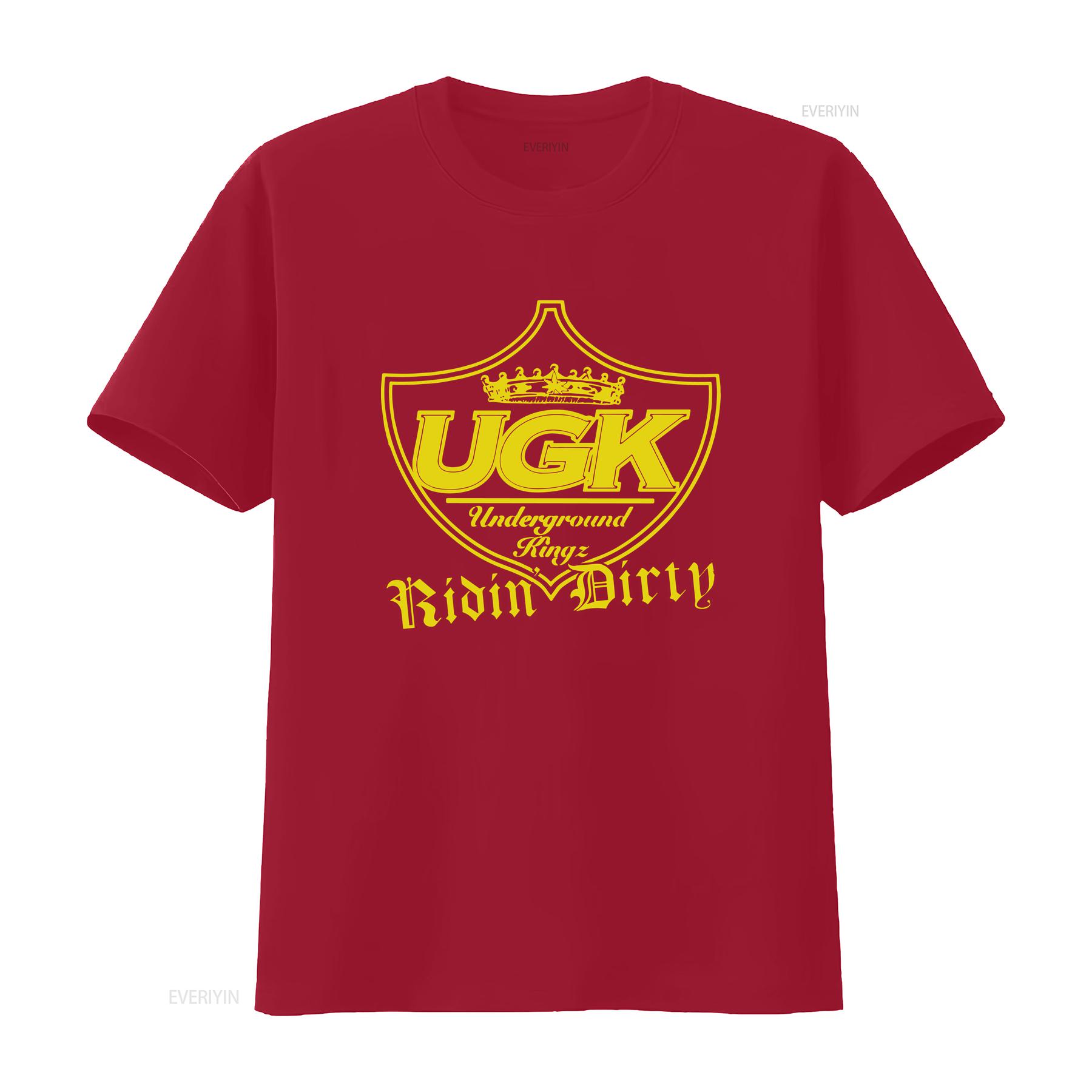 UGK UNDERGROUND KINGZ Ridin Dirty Rap Hip Hop super tight Mens T shirt vintage Washed Stylish Versatile homme Breathable Soft S