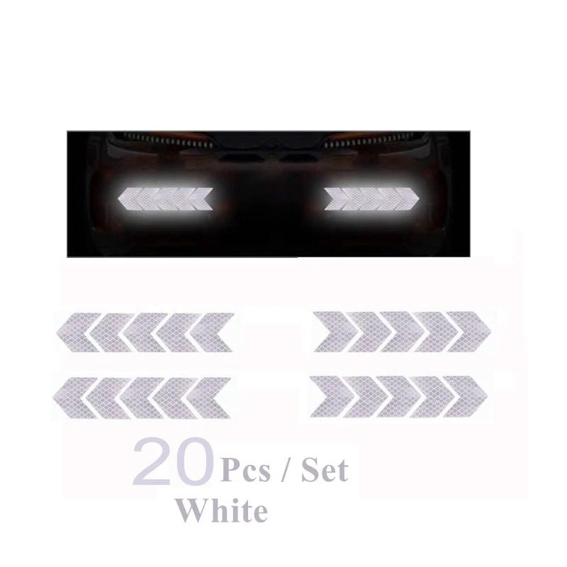 4/20pcs Car Reflective Arrow Sticker Safety Warning Sticker for Car Bumper Trunk Reflector Hazard Tape Car Styling Luminous Film