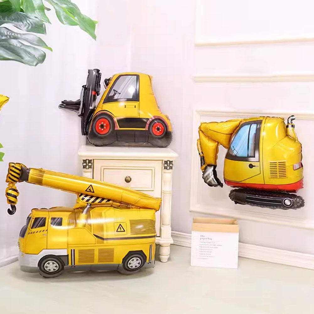 1Set Construction Vehicle Foil Balloons Boys Construction Theme Birthday Party Favors Decoration Excavator Truck Globos Supplies