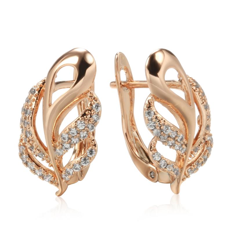 

Роскошные женские серьги с полой текстурой из циркона и геометрическим узором, винтажные ювелирные изделия цвета розового золота