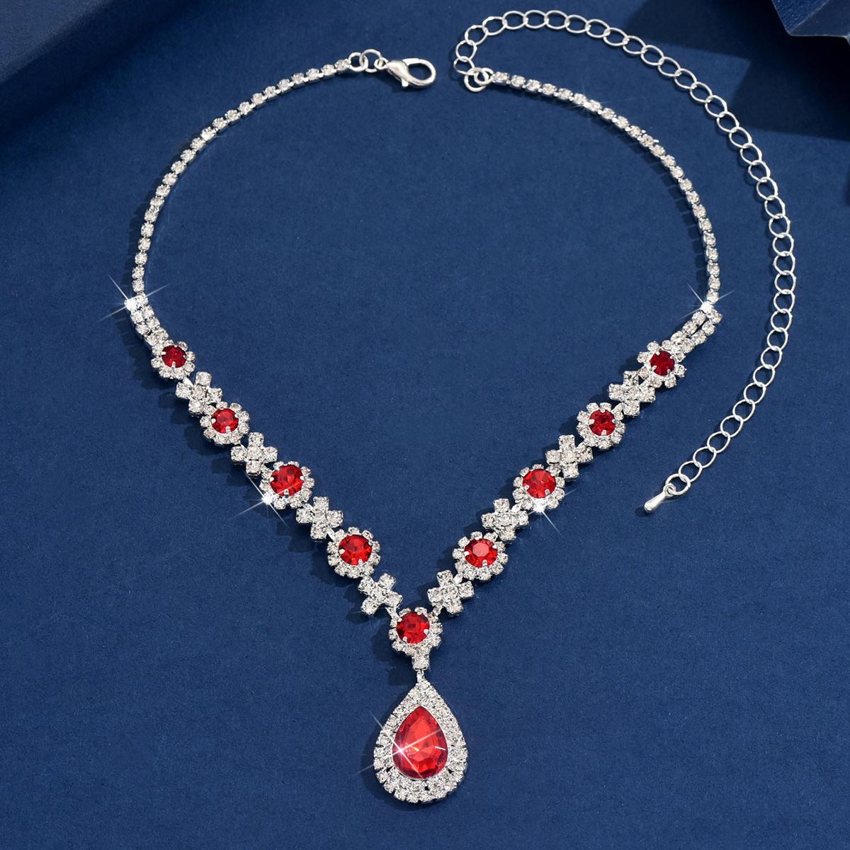 

1PC Women s Fashion Trendy Water Drop Flower Pendant Necklace Zircon Suitable for Date, Party, Festival Gifts-2165