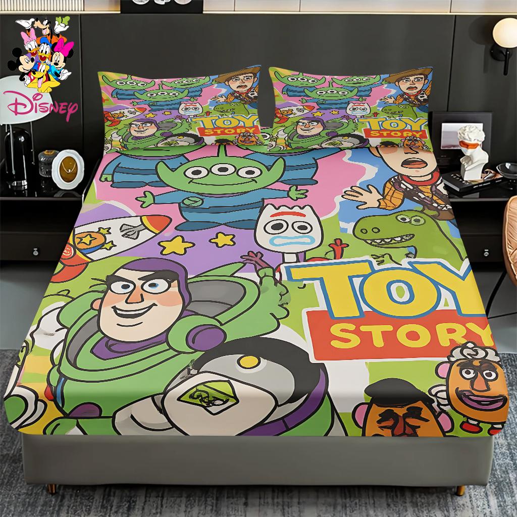 2/3pcs Disney Toy Story Cozy Fitted Sheet Set 100% Polyester Digital Print Festive Bedroom & Dormitory Decoration