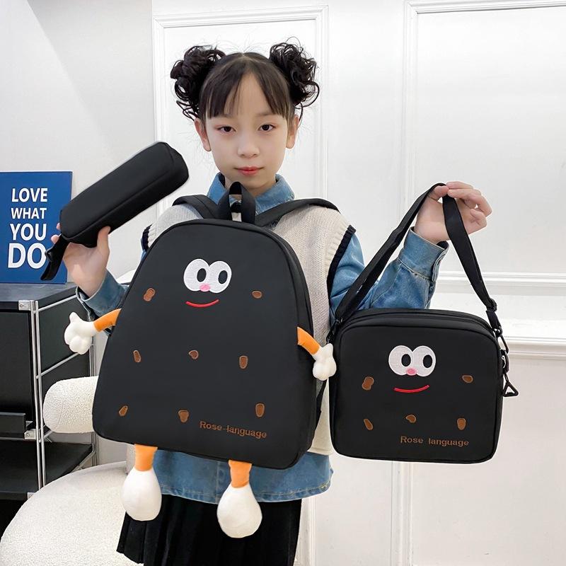 Biscuit Backpack Female Japanese Ins Wind Soft Cute Cartoon Cute Canvas Backpack Girl Student School Bag
