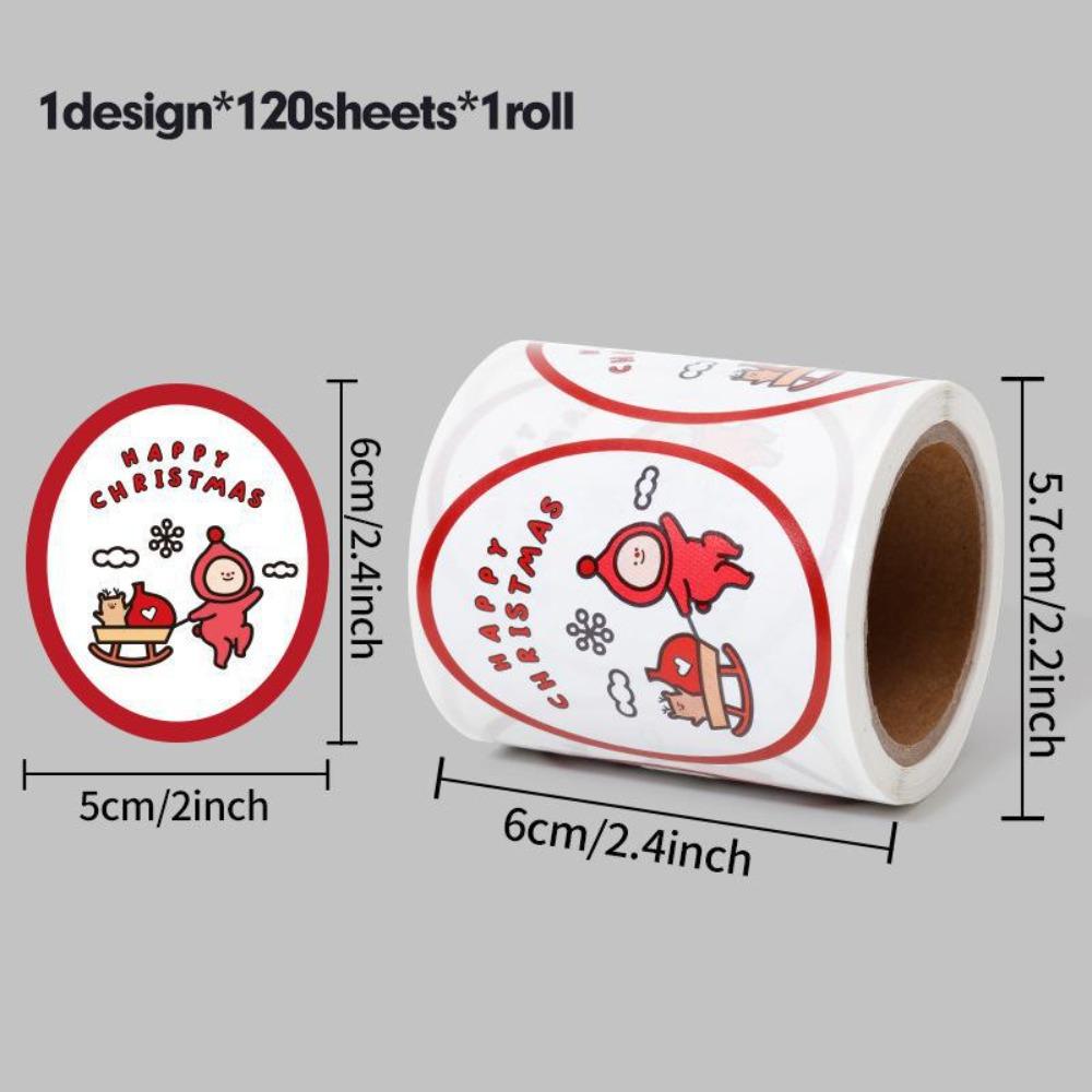 

120 шт./рулон Мультяшные наклейки «Счастливого Рождества» Декоративные Легко использовать Подарочные Декоративные Этикетки Эллиптические Удобные 5-6CM
