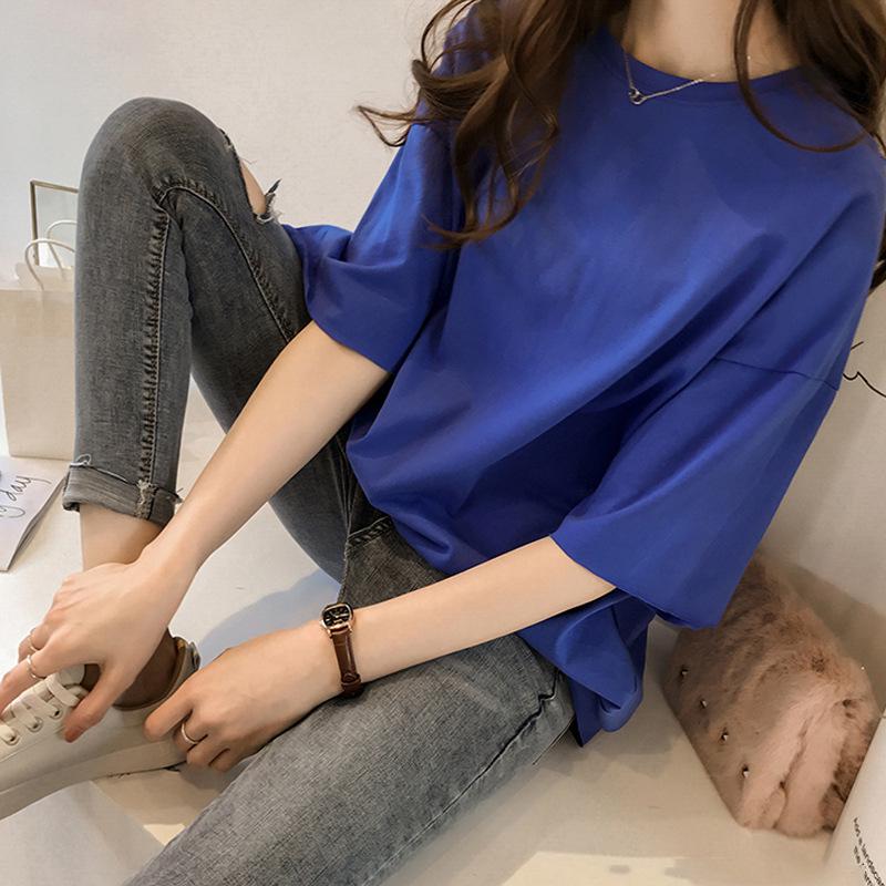 Women's Candy Color Summer T-Shirt - 2019 Korean Style Loose Short Sleeve