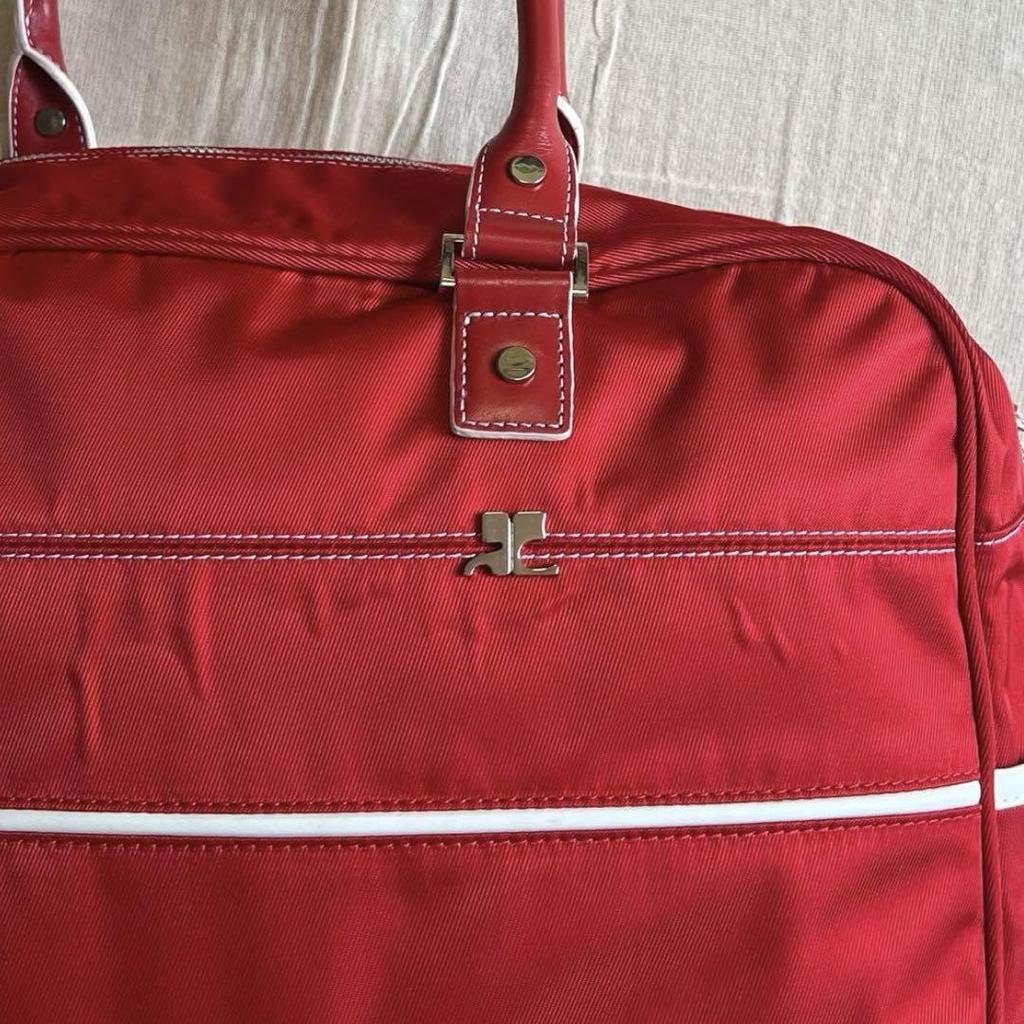 [USED] 90s Courrèges 2-way Boston bag with logo plate and shoulder strap (Y2K)