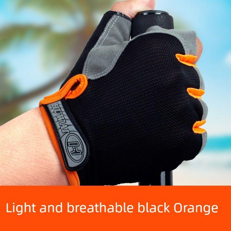 

Half Finger Gloves Fitness Cycling Cycling Outdoor Sports Hanging Training Anti-Cocoon Men s Body Lifting Breathable Quick-Drying Pull Horizontal Bar BLACK-ORANGE (genuine goods GUARANTEE) S
