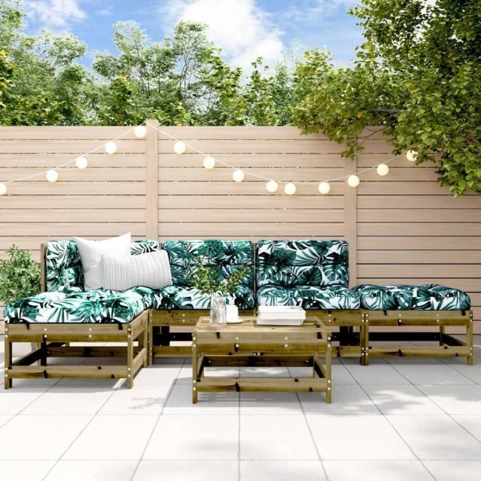 VidaXL Salon de jardin 6 pcs avec coussins bois de pin imprégné 3185905