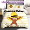 Curious GeorgePattern Bedding Quilt Set Quilt Cover Pillowcase Home Decoration Birthday Gift (1 * duvet cover + 2 * pillowcase, without core)