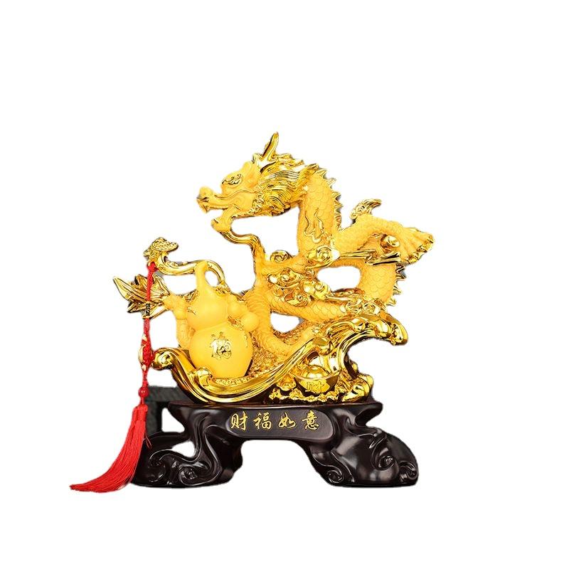 Dragon Decoration Simple Household Fortunate Golden Dragon Living Room Porch Office Desktop Decoration Mascot Housewarming Gift
