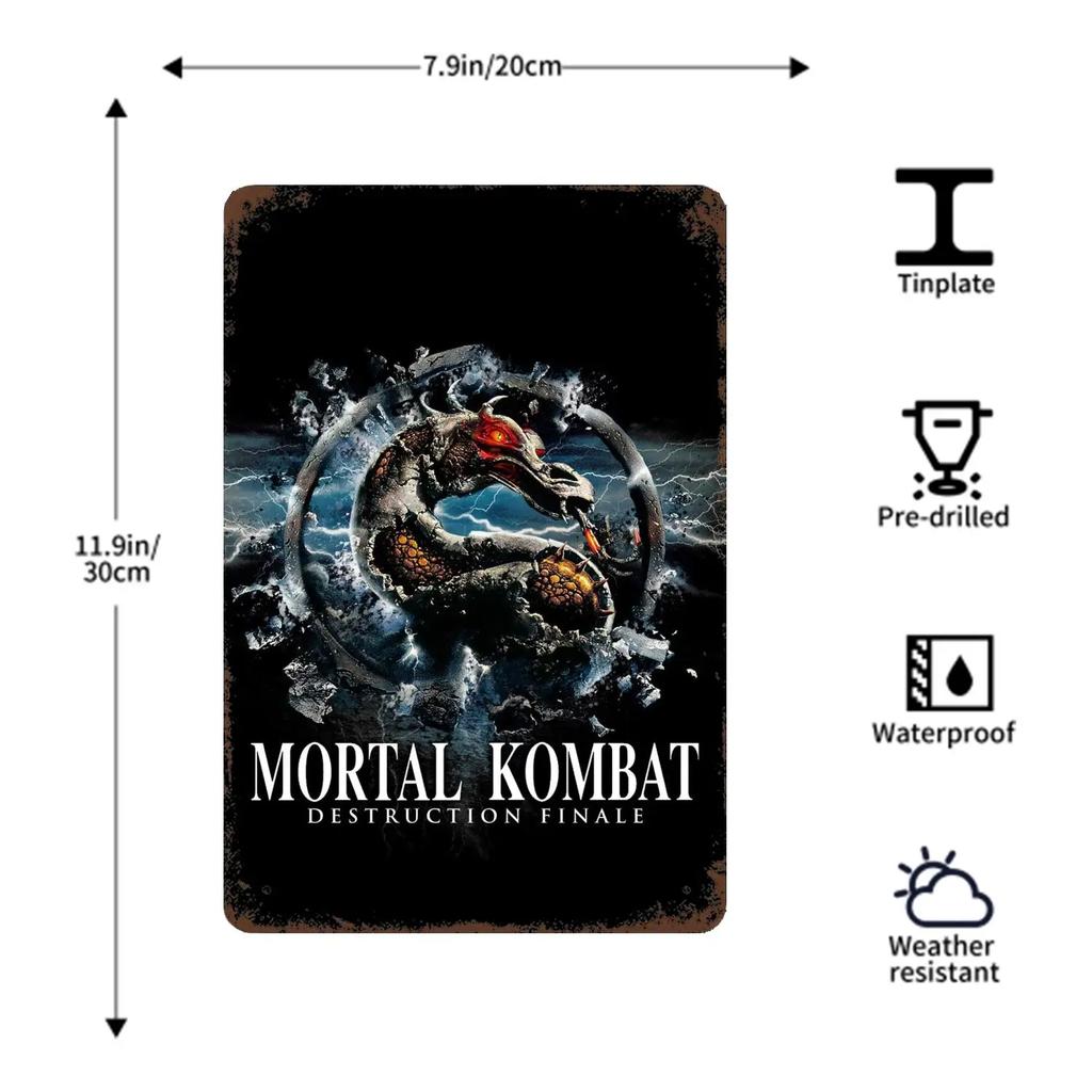 Mortal Kombat Iconic HD Plakat Plakat Vintage Tin Sign Metal Sign Dekoracyjna tabliczka do Pub Bar Man Cave Club Dekoracja ścienna