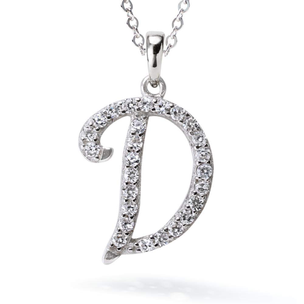 

Gift from New York Initial Necklace D Alphabet Platinum Processed 925 Silver Metal Hypoallergenic Gift Women s Women s