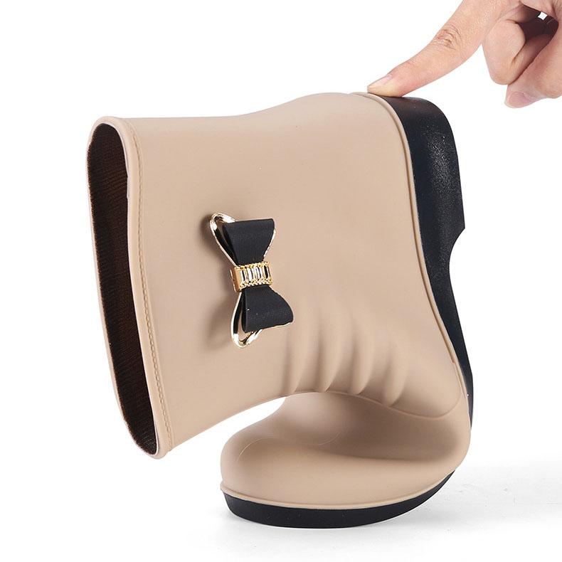 Dámské Four Seasons Boty do deště Velké velikosti Boty do deště na nízkém silném podpatku Dámské Jednobarevné Voděodolné Jednolůžkové Boty do vody