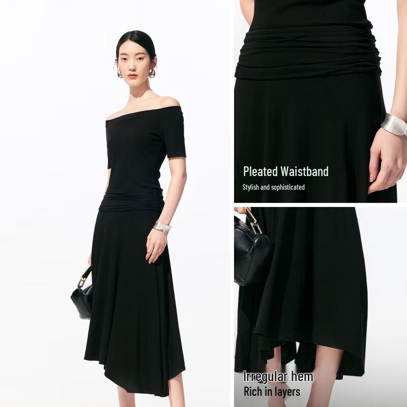 VEROMODA Pleated Irregular Hem A-line Skirt