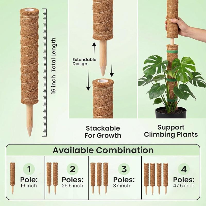 Stackable Potted Plant Climbing Coconut Sticks Vine Support Expansion Houseplant Gardening Supplies Multipurpose Gardening