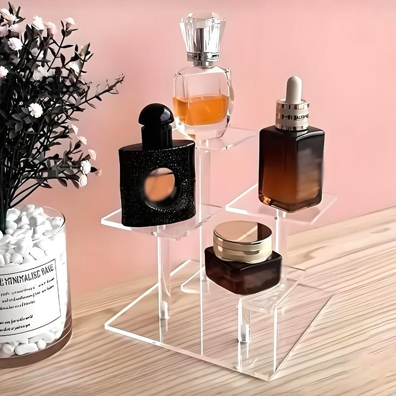 2/3pcs Transparent Acrylic Display Stand 4 Detachable Square Shelves for Showcasing Condiments Figurines Perfumes Jewelry Decor