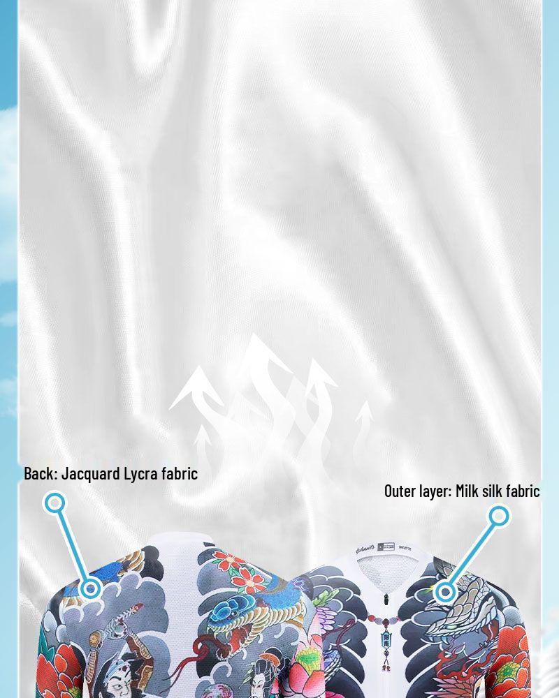 Japanese Tattoo Cycling Jersey - Spring/Autumn Cotton Fleece Long Sleeve, Unisex