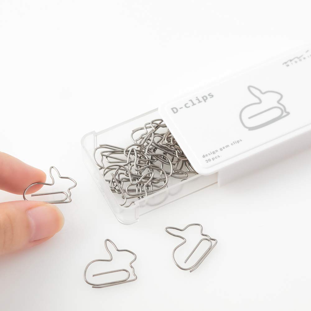 Midori D-Clips Paper Clips Rabbit Design A 43388006 - Cute Animal Shaped Stationery