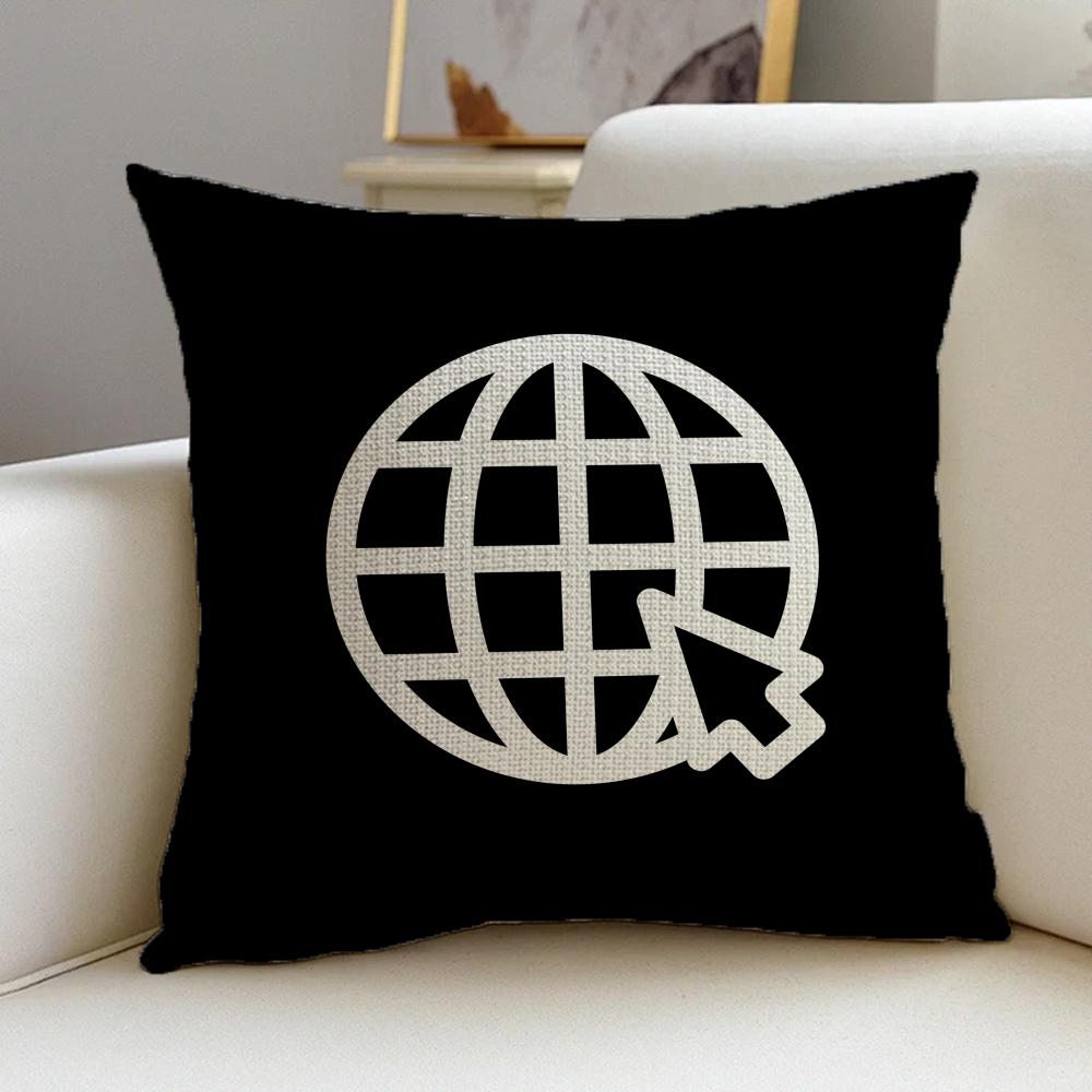 PGrid Earth Icons Cushion Cover Natural Linen Pillowcase Set AllinOne Decor for Sofa Bedroom Chair
